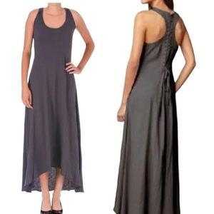 Elizabeth & James Gray Lace Up Racerback Maxi Dress